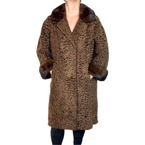 MINK LAMB PERSION CURLY 50's mink cuffs and collar & belt fancy lining no tags